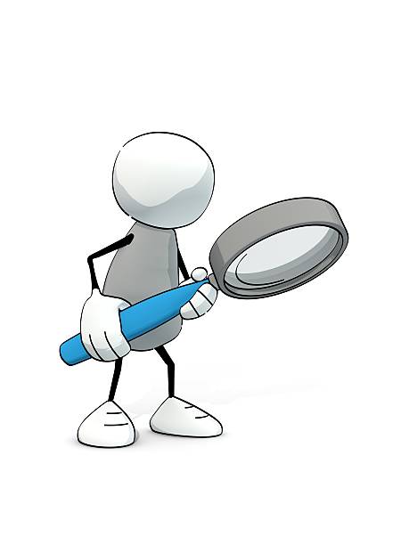 little sketchy man searching with magnifier