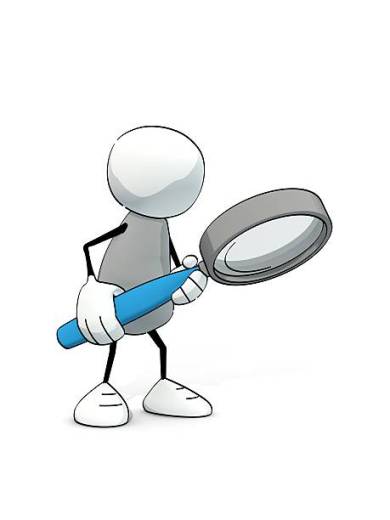 little sketchy man searching with magnifier